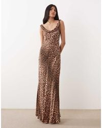 Mango - Cowl Neck Chiffon Sleeveless Maxi Dress - Lyst