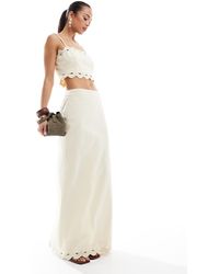 4th & Reckless - Linen Look Scallop Trim Maxi Skirt Co-ord - Lyst
