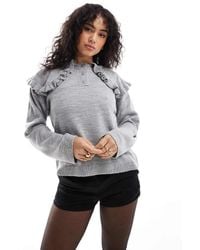 ASOS - Knitted Jumper With Collar - Lyst
