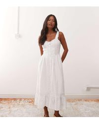 Miss Selfridge - Broderie Milkmaid Maxi Dress - Lyst