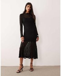 Aware - Sheer Stretchy Lace Midi Dress - Lyst