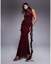 ASOS - Stretch Chiffon Maxi Dress With Cut-out And Ruffle Detail - Lyst