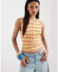 Free People - Jamie Button Down Henley Tank Top - Lyst