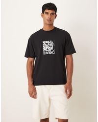 ASOS - T-Shirt Comoda Nera Con Stampa A Fiori Sul Petto - Lyst
