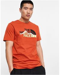 The North Face - Mountain line - t-shirt à imprimé graphique devant - rouille - Lyst