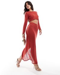 Missy Empire - Exclusive Textured Knit Bodycon Maxi Beach Skirt Co-ord - Lyst