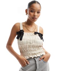 ASOS - Satin Contrast Bow Detail Cami Top - Lyst