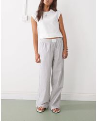 Lioness - Poplin Boxer Style Waistband Wide Leg Trousers - Lyst