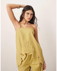 ARRANGE - Cotton Embroidered Floral Cutwork Longline Bandeau Top Co-ord - Lyst