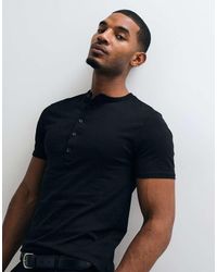 ASOS - Slim Fit T-Shirt With Henley Neck - Lyst