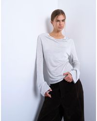 TOPSHOP - Draped Cowl Long Sleeve Top - Lyst