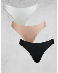 ASOS - 3 Pack No Vpl & Lace Trim Lingerie Thongs - Lyst