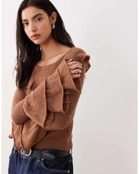 Glamorous - Dunne Gebreide Top Met Ruches - Lyst