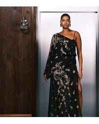 ASOS - Asos Design Curve Draped Batwing Sleeve Embellished Maxi Dress With Lace - Lyst