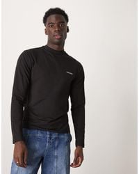 Calvin Klein - Micro Logo Long Sleeve Mock Neck T-shirt - Lyst