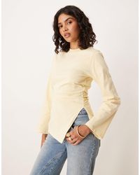 ASOS - Asymmetric Hem Long Sleeve Ruched Side Top - Lyst