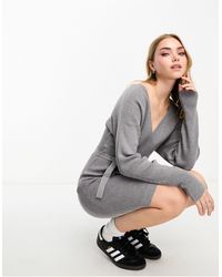 Vero Moda - Wrap Belted Long Sleeve Knitted Mini Dress - Lyst