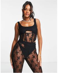 SIMMI - Simmi Floral Lace Insert Corset Top Co-ord - Lyst