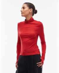 ASOS - Funnel Neck Semi Sheer Long Sleeve Top - Lyst