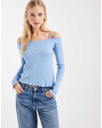 Mango - Teen 100% Cotton Cold Shoulder Knitted Top - Lyst