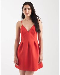 ASOS - Mini Jurk Met Bandjes En Modellerende Naden - Lyst
