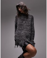TOPSHOP - Knitted Oversized Distressed Jumper - Lyst