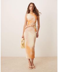 ASOS - Mesh Twist Front Waist Midi Dress - Lyst