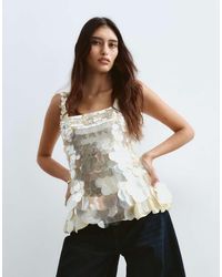 ARRANGE - Embellished Disc Sequin Square Neck Top - Lyst