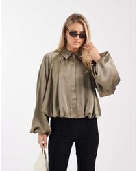 4th & Reckless - Satin Collar Bubble Hem & Sleeve Bomber Jacket - Lyst