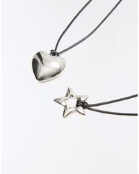 Bershka - Cord Necklace With Pendant Pack - Lyst