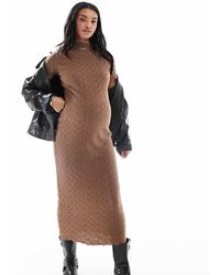 Mama.licious - Mamalicious Textured Jersey Midi Dress With Lettuce Edge - Lyst