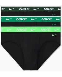 Nike - Dri-fit Essential Cotton 3 Pack Hip Briefs With Green Waistbands - Lyst