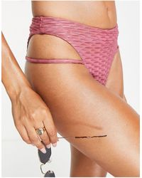 The Couture Club - Textured Bikini Bottoms With Strap Detail - Lyst