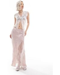 Reclaimed (vintage) - Limited Edition Spliced Maxi Skirt With Lace Insert - Lyst