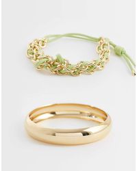 ASOS - Set Van Twee Armbanden Met Koorddetail En Bangle - Lyst