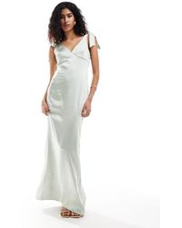 Pretty Lavish - Bridesmaid Piper Satin Tie Shoulder Maxi Dress - Lyst