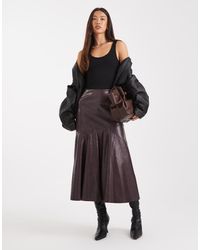 French Connection - Pu Fluted Midi Skirt - Lyst