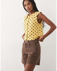 Miss Selfridge - Peter Pan Collar Button Through Tank - Lyst