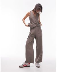 TOPSHOP - Co-ord High Waist Button Detail Soft Tailored Trouser - Lyst