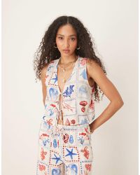 Nobody's Child - – thandy – cropped oberteil aus leinen mit muschel-kachelmuster, kombiteil - Lyst