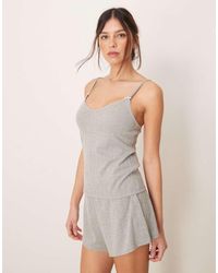 Abercrombie & Fitch - Canottiera Del Pigiama Traforata Grigia - Lyst