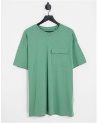 Threadbare - T-shirt oversize edera scuro con tasca - Lyst