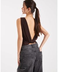Collusion - Slinky Twist Back Slash Neck Top - Lyst