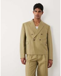 ASOS - Nette Rechte Double Breasted Blazer Van Linnenrijke Stof - Lyst