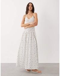 esmé studios - Esmee Shirred Drop Waist Maxi Beach Dress - Lyst
