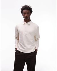 TOPMAN - Boxy Fit Textured Raglan Polo Sweat - Lyst