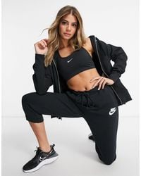 nike mini swoosh oversized cropped zip through moletom com capuz in black