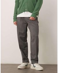 ASOS - Pantaloni Eleganti Oversize Affusolati Neri Con Motivo A Spina Di Pesce E Pieghe Sul Davanti - Lyst