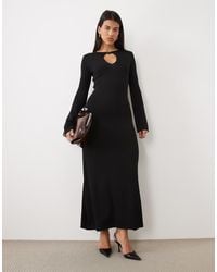 Pretty Lavish - Knitted Keyhole Detail Long Sleeve Maxi Dress - Lyst