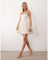 Oh Polly - Emeline Glossy Satin Sweetheart Corset Mini Dress - Lyst